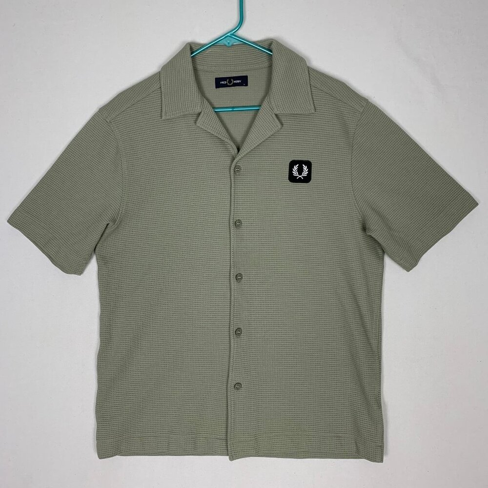 Fred Perry Men's Waffle Texture Button-up Shirt Medium